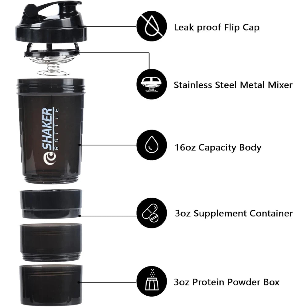 Bouteille pour faire des shake protéines portable
